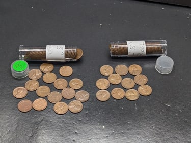 1944-S & 1945-S Lincoln Wheat Cents, 2 Rolls Total. Shell Brass