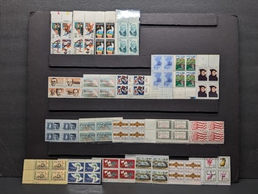 (20) Assorted Stamp Plate Blocks, All Mint, Original Gum, Never Hinged.