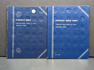 (2) Partial Whitman Lincoln Cent Albums  w/ 50 Coins  1909-1940, No Key dates