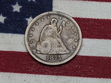 1875-S United States 20 Cent Piece.  Rare Vintage Type Coin.