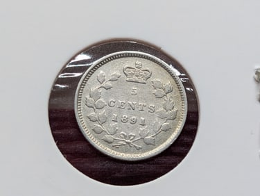 1891 Canada 5 Cent, .925 Silver