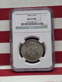 1948-D Franklin Half Dollar NGC MS64FBL Semi-Key First Year