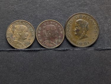1951 & (2) 1966 Mexico 5 Centavos Coins