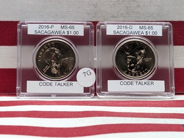 2016 P/ 2016 D Sacagawea Golden Dollars. GEM UNC. "Code Talk"