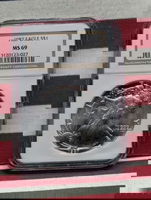 1987 Silver American Eagle Graded MS69 By NGC Grading Company.