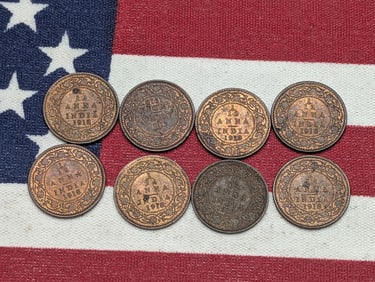 Lot of (8) 1918 India 1/12 Anna