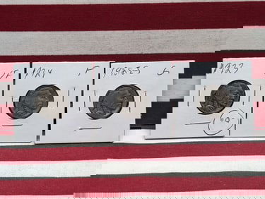(3) Buffalo Nickels 1923, 1924, 1925-S