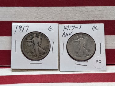 (2) Walking Liberty Half Dollars 1917, 1917-S