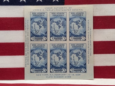 Scott # 735 Bryd Antarctic Expedition II 3 Cent Stamp Sheet, Mint, Original Gum, Never Hinged