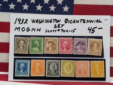 Scott # 704-15 Washington Bicentennial Stamp Set , Mint, Original Gum, Never Hinged
