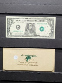 1995 Treaty of Greenville Bicentennial Bank Note, Overprint w/Little Turtle