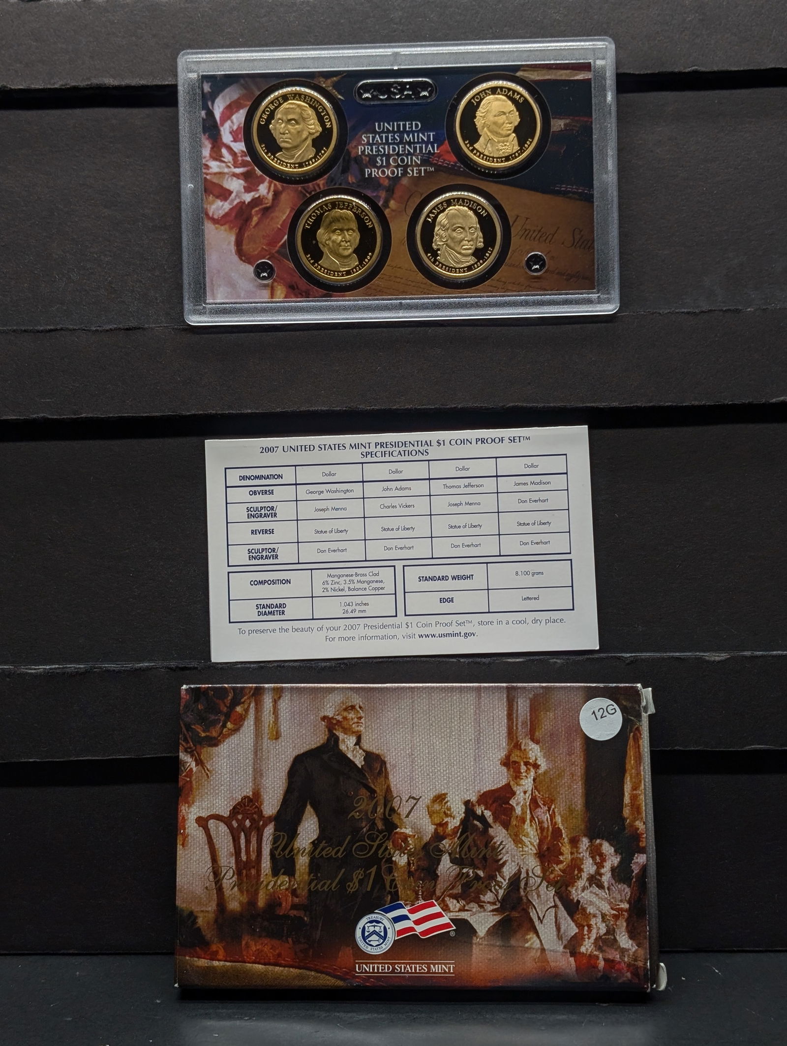 2007 S US Mint Presidential Golden Dollar Proof Set. OGP/COA (1 of 4)