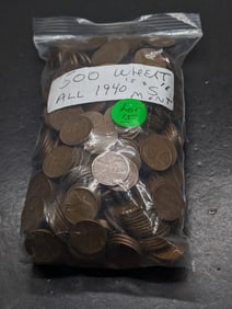 Approximately 500 1940's Lincoln Wheat Cents, All "S" Mint