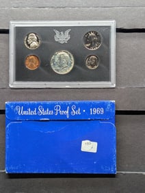 1969 S US Mint Proof Set. OGP. Contains 40% Silver Kennedy 50c.