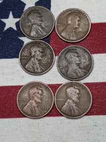 1911-D, 1916-P, 1917-S, 1917-D, 1918, & 1919-D Lincoln Wheat Cents