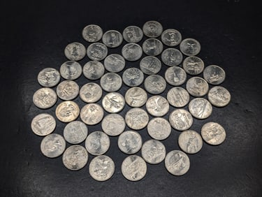 Complete Set of 50 State Quarters, All (P) Mint Marks Except Kentucky & Ohio (D)