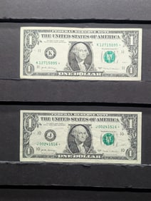 (2) 2017 Federal Reserve "Star" Notes, One With Low S/N