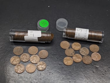 Mixed 1940's (All "S") & 1945-S Lincoln Wheat Cents, 2 Rolls Total.