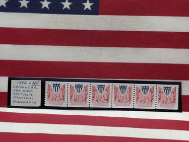 (6) 1992 29 Cent Computer Vended Postage Stamps With Vertical Perforation, MOGNH