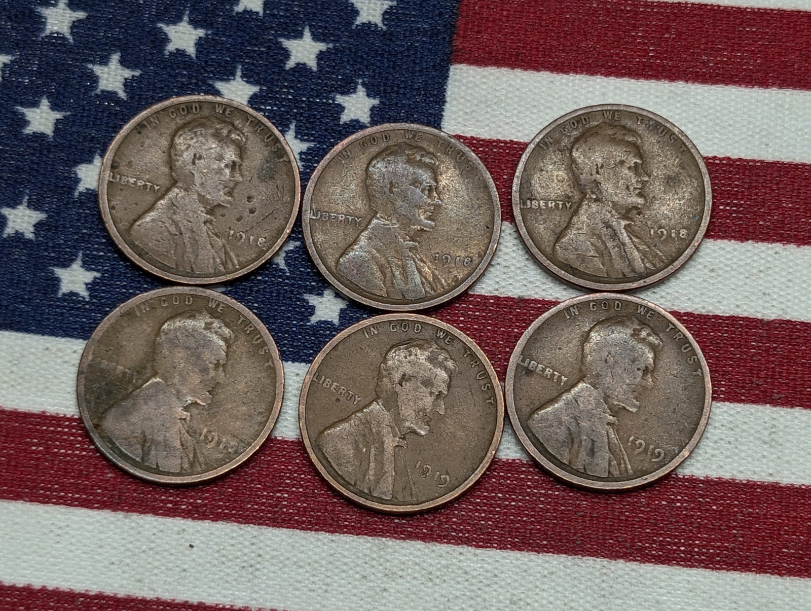 (4) 1918 & (2) 1919 Lincoln Wheat Cents (1 of 2)