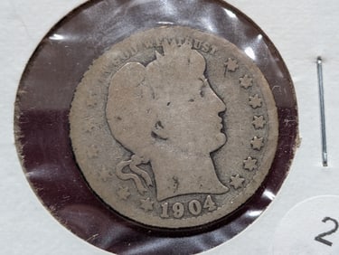 1904 Barber 25c. 90% Silver