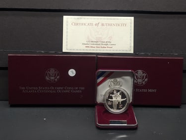 1995-P "Proof" Atlanta Olympic 90% "Silver" Dollar