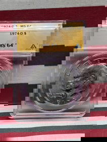 1974-D Eishenhower Dollar MS 64 By ANACS