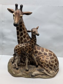 Ceramic Giraffe Mom & Baby Figurine Approx. 11 1/2" Tall