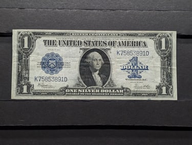 1923 $1 Large Size Blue Seal Silver Certificate.  Bust of George Washington.