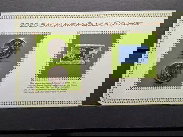 2020 P & D Elizabeth Peratrovich Sacagawea Dollars with Information Card & Stamp