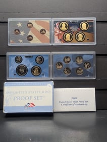 2009 -S U.S. Mint Proof Set In OGP With COA, 18 Coins w/Presidential Dollars, Territorial Quarters,