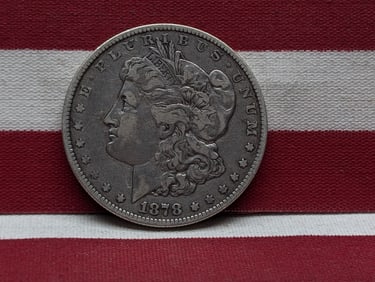 1878 Semi-Key Date Morgan Silver Dollar.  First Year of Issue.