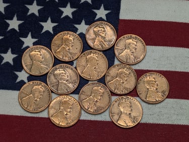 12 Old Lincoln Wheat Cents, 1911-1932