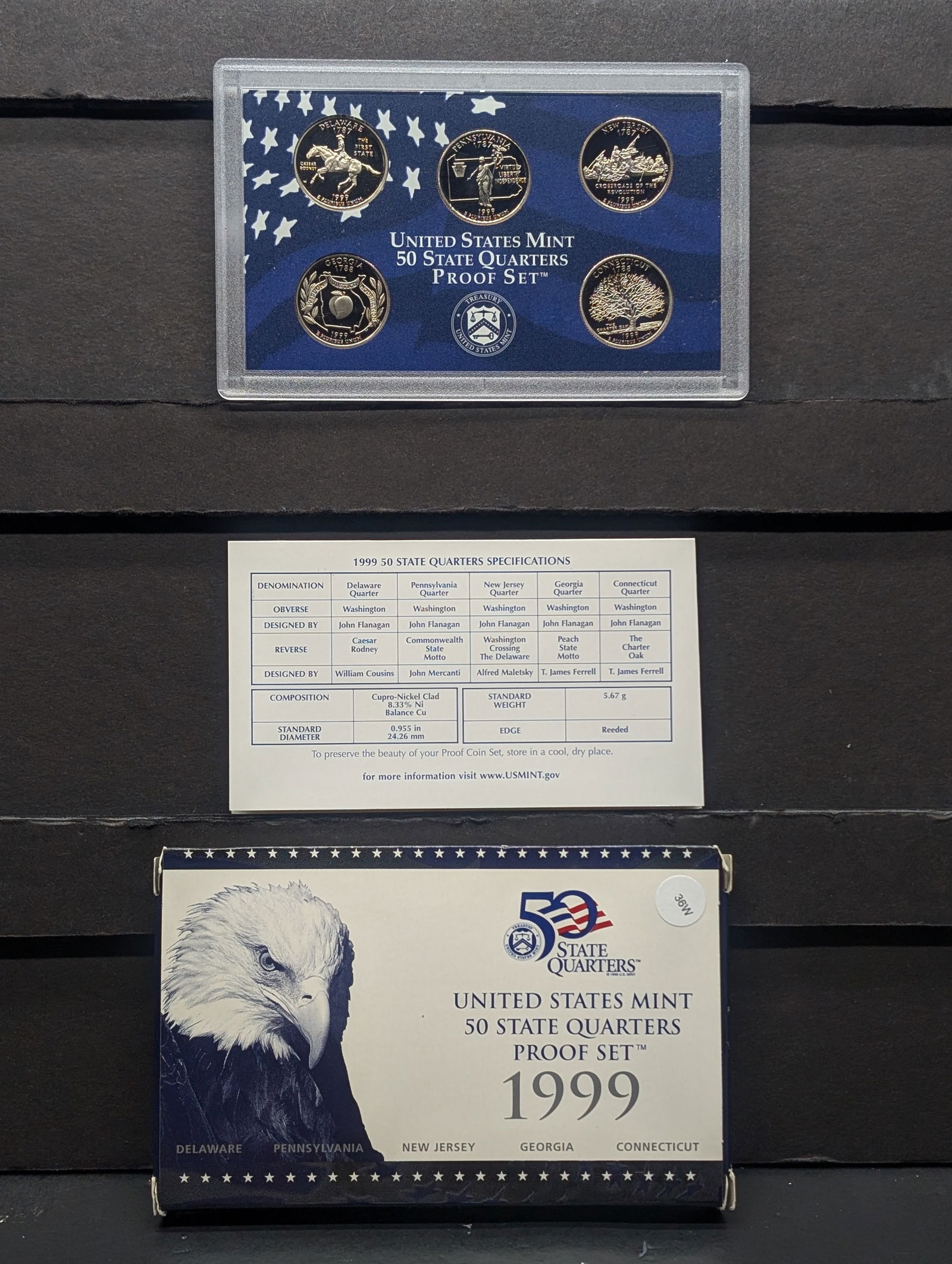 1999 -S U.S. Mint Fifty State Quarters Proof Set In OGP With COA (1 of 4)