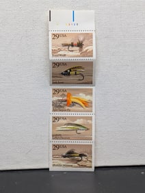 1991 Mint Fishing Flies Plate Block Stamp Booklet