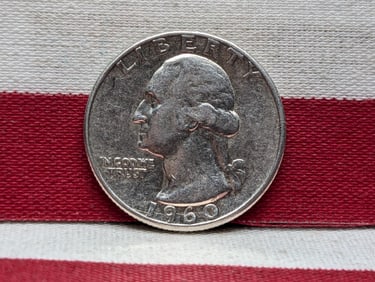 1960, 90% Silver Washington Quarter, 65 Years Old