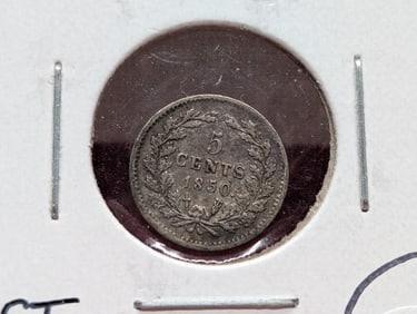 1850 Netherlands Silver 5c. Tough Dot After Date Variety