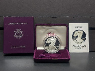 1986-S American Silver Eagle, .999 Silver In OGP With COA