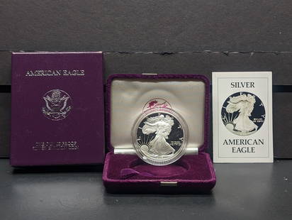 1986-S American Silver Eagle, .999 Silver In OGP With COA: 1986-S American Silver Eagle, .999 Silver In OGP With COA