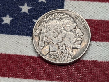 1937 Bold Details, Full Horn Buffalo Nickel, 88 Years Old