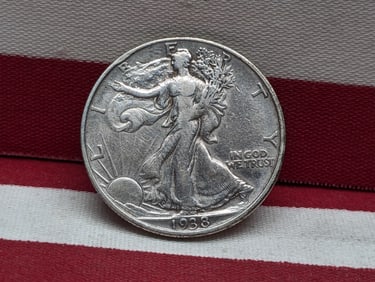 BIG KEY DATE 1938-D Walking Liberty 50c. Tough Grade! Super Low Mintage. XF-$140, AU-$225 Coin World
