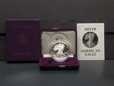1987-S American Silver Eagle, .999 Silver In OGP With COA