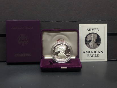 1987-S American Silver Eagle, .999 Silver In OGP With COA: 1987-S American Silver Eagle, .999 Silver In OGP With COA