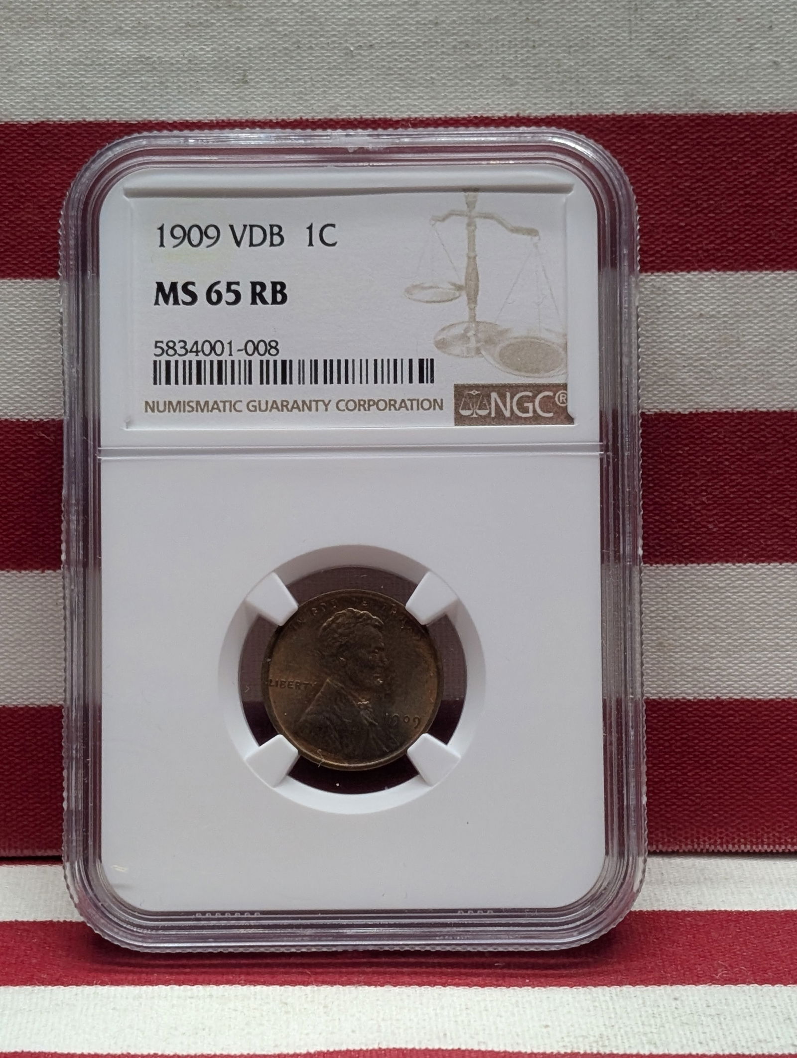 1909 VDB Lincoln Wheat Cent First Year MS 65 RB By NGC (1 of 5)