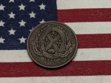 1842 Canada Bank of Montreal Half Penny Bank Token.