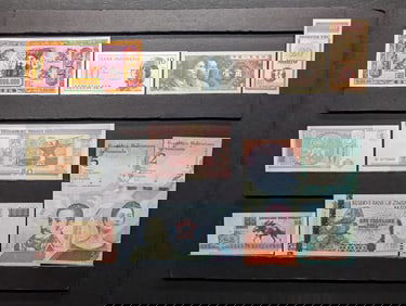 10 Foreign, Crisp-Unc, Notes, Great Art!