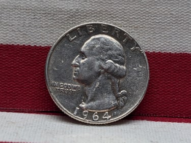 1964 D, AU, 90% Silver Washington Quarter, 61 Years Old