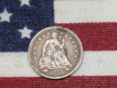1855 With Arrows United States Seated Liberty Half Dime.  Vintage Type Coin.