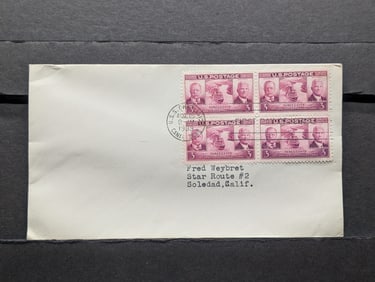 1939 Panama Canal Four Block Anniversary First Day Cover, Mint