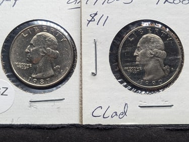 1987-P & 1990-S Clad Washington Quarters